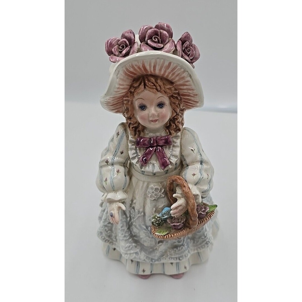 Yamada Schmid "Francine" Hand Painted 1991 Signed Girl Porcelain Music Box